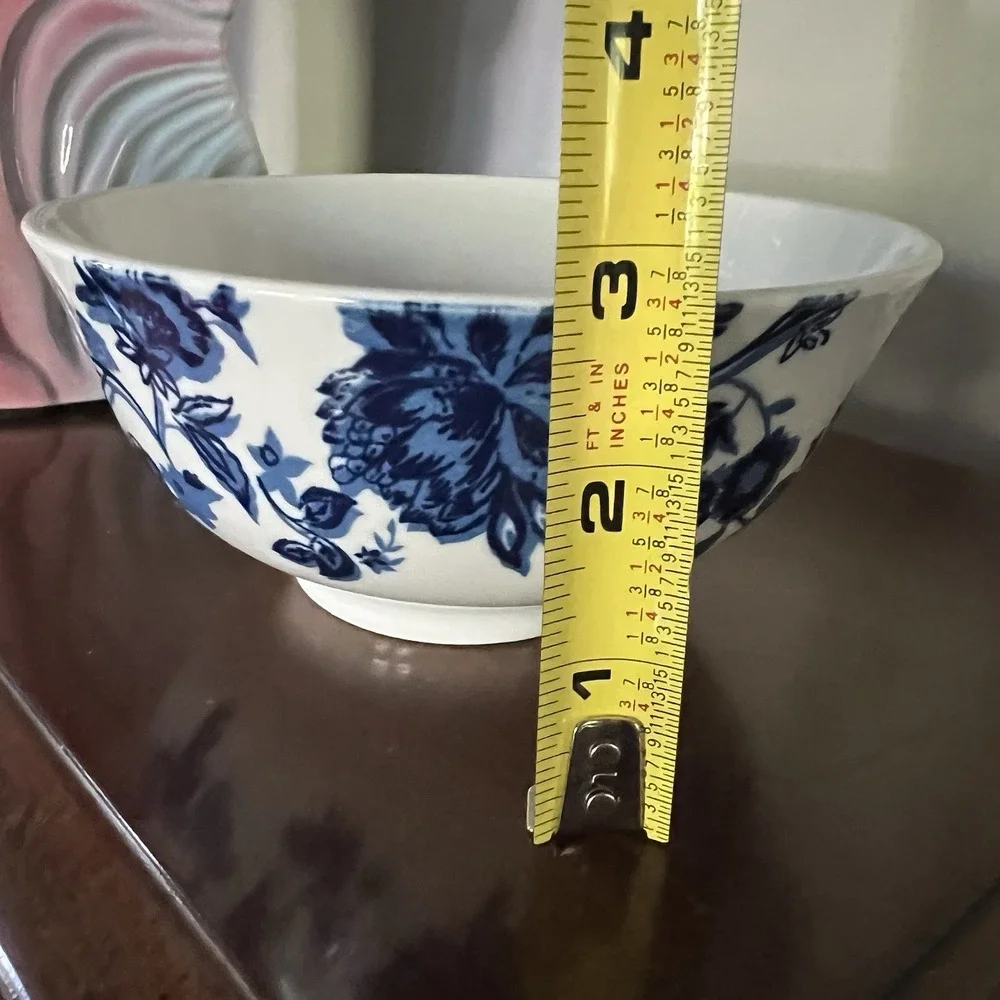 Royal Norfolk Stoneware White Blue‎ Flower Cereal Soup Noodle Bowl